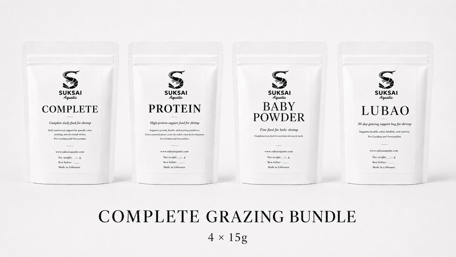 Suksai Aquatic Complete Grazing Bundle, 4 x 15g shrimp food set