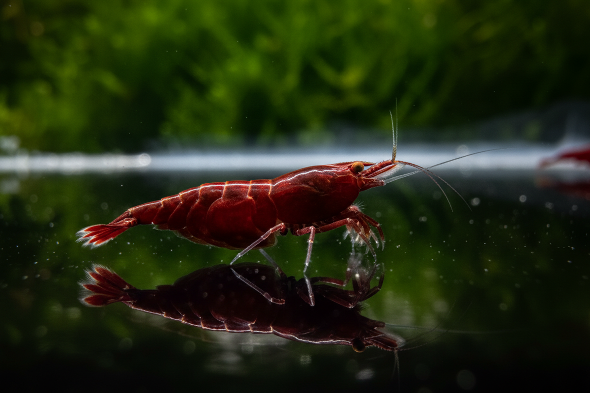 Deep Red Shrimp with Orange Eyes - Professional Studio Shot