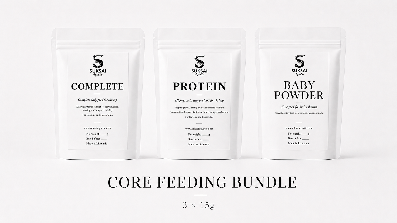 Suksai Aquatic Core Feeding Bundle with Complete, Protein and Baby Powder