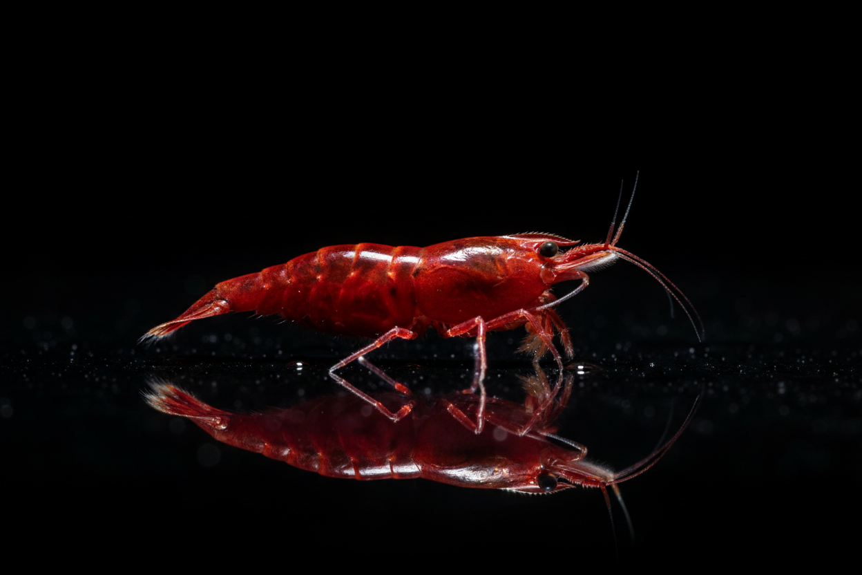 Red Shrimp on Black Background